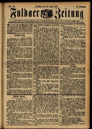 Ausgabe vom Dienstag, den 27. Juni 1893.