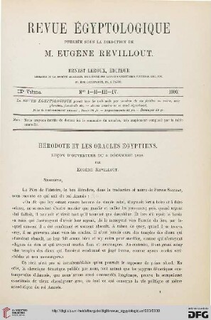 9: Hérodote et les oracles égyptiens : leçon d'ouverture du 5 décembre 1898