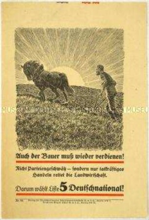 Aufruf der Deutschnationalen Volkspartei zur Reichstagswahl