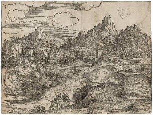 Landschaft mit der wandernden Familie