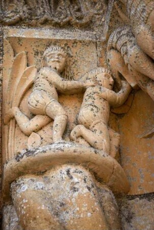 Frankreich. Pays de la Loire. Vendee. Vouvant. Eglise Notre Dame. 11 bis 12 Jahrhundert. Portal. Detail