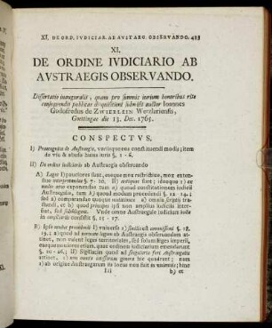 XI. De Ordine Iudiciario Ab Austraegis Observando