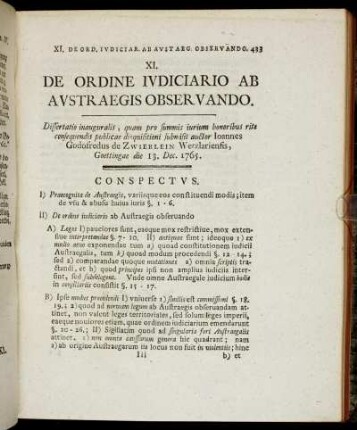 XI. De Ordine Iudiciario Ab Austraegis Observando