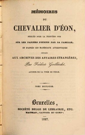 Mémoires du chevalier d'Eon, 2