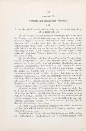 Abschnitt II. Versuche mit lateinischen Vokabeln.