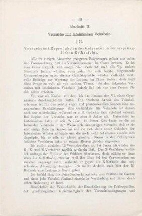 Abschnitt II. Versuche mit lateinischen Vokabeln.