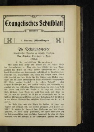 ¬Die¬ Belastungsprobe : zeitgeschichtliche Gedanken zur religiösen Erziehung ; (Schluß)