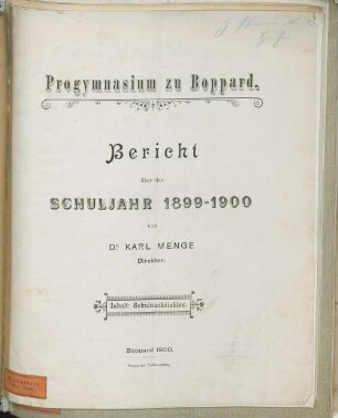Bericht : über d. Schuljahr ...
