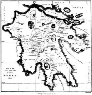 Map of the Routes in the Morea 1816.