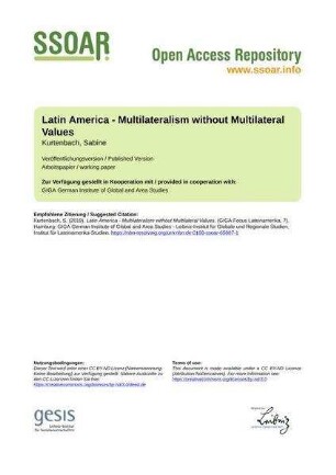 Latin America - Multilateralism without Multilateral Values