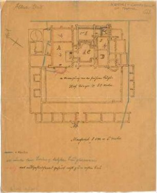 Thiersch, August ; Kempten / Allgäu (Bayern); Forum Cambodunum, Bauaufnahmen - älterer Bau (Grundriss)