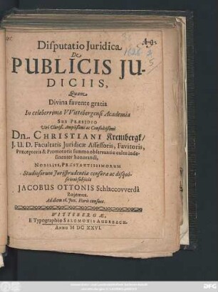 Disputatio Iuridica De Publicis Iudiciis