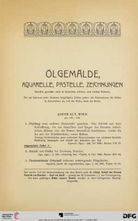 Ölgemälde, Aquarelle, Pastelle, Zeichnungen (Nr. 1-260)