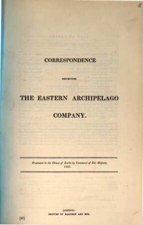 Correspondence respecting the Eastern Archipelago Company : presented... 1853