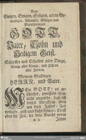 Zuschrifft an den Drey-Einigen Gott