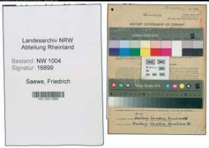 Entnazifizierung Friedrich Saewe , geb. 12.08.1910 (Klempner)