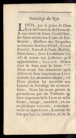 Privilege du Roy