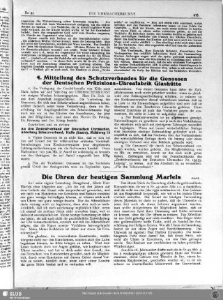 Die Uhren der heutigen Sammlung Marfels (Schluß)