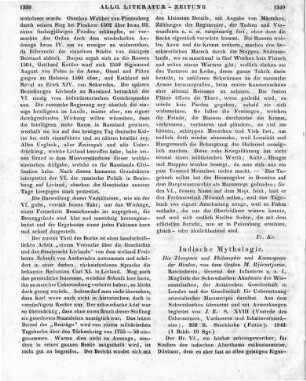 Björnstjerna, M. F. F.: Die Theogonie, Philosophie und Kosmogonie der Hindus. Aus dem Schwedischen übersetzt und mit Anmerkungen begleitet von J. R[othlieb]. Stockholm: Norstedt 1843