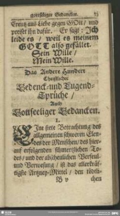 Das Andere Hundert Christlicher Bedenck- und Tugend-Sprüche, Auch Gottseeliger Gedancken