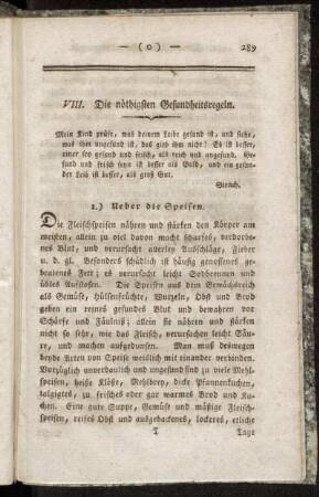 VIII. Die nöthigsten Gesundheitsregeln.