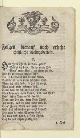 Folgen hierauf noch etliche christliche Reimgebetlein