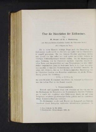 Über die Dissociation der Kohlensäure.