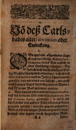 Doctor Johann Stephan Strobelbergers, Käiserlichen Bad-Medici, &c. Kurtze Instruction vnd Bad Regiment : Wie das Käiser Carls Bad sampt guter Diaet zu gebrauchen