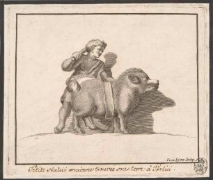 Mann mit Wildschwein, Abb. 36 aus: Disegni intagliati in rame di pitture antiche ritrovate nelle scavazioni di Resina, Neapel 1746