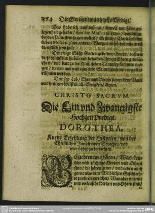 Die Ein und Zwantzigste Hochzeit-Predigt