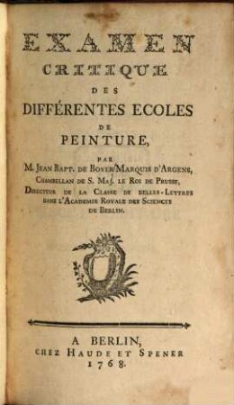 Examen Critique Des Différentes Ecoles De Peinture