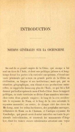 Introduction. Notions générales sur la Cochinchine