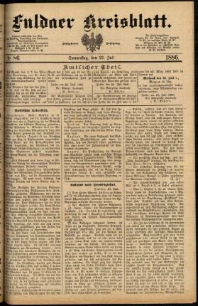 Ausgabe vom Donnerstag, den 22. Juli 1886.