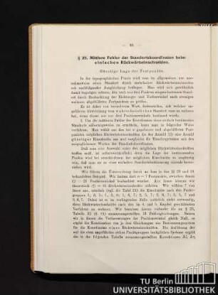 § 25. Mittlere Fehler der Standortskoordination beim einfachen Rückwärtseinschneiden.