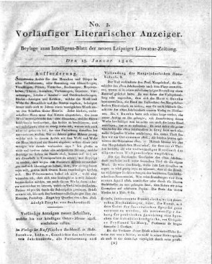 Vorläufige Anzeigen neuer Schriften, welche bis zur künftigen Oster-Messe 1806. erscheinen sollen.