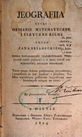 Jeografia czyli opisanie matematyczne i fizyczne ziemi
