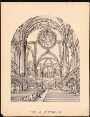 Evangelische Garnisonkirche, Straßburg Wettbewerb: Perspektivische Innenansicht, Blick zum Altar