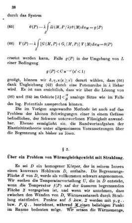 § 5. Über ein Problem von Wärmegleichgewicht mit Strahlung.