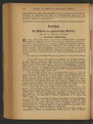 Die Missionen im gegenwärtigen Weltkrieg.