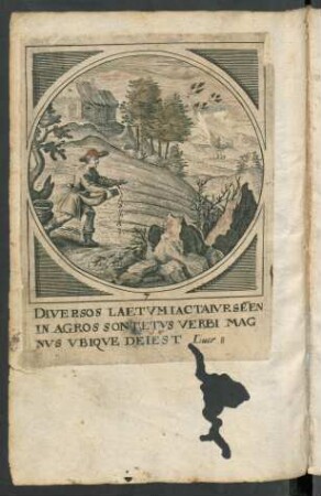 Kupferstich: Gleichnis vom Sämann (Lc 8,5-15) mit Distichon