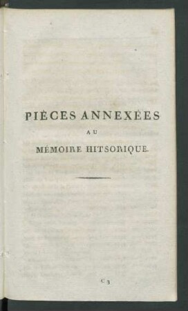 Pièces Annexées Au Mémoire Hitsorique