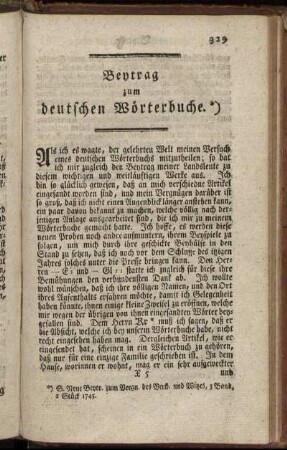 Beytrag zum deutschen Wörterbuche