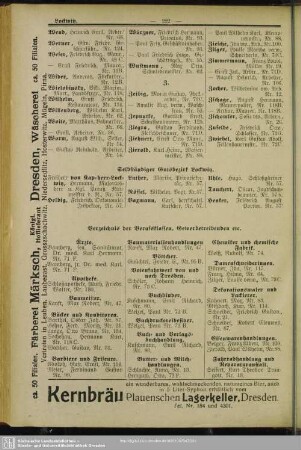 Berufsklassen und Gewerbebetriebe : Verzeichnis der Berufsklassen, Gewerbetreibenden etc.