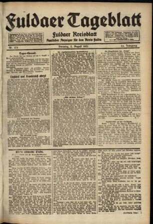 Ausgabe vom Dienstag, den 02. August 1921.
