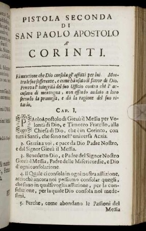 Pistola Seconda Di San Paolo Apostolo A' Corinti.