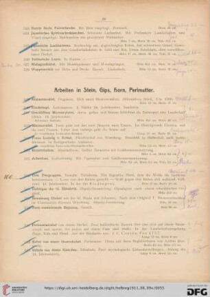 Arbeiten in Stein, Gips, Horn, Perlmutter (Nr. 529-554)