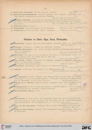 Arbeiten in Stein, Gips, Horn, Perlmutter (Nr. 529-554)