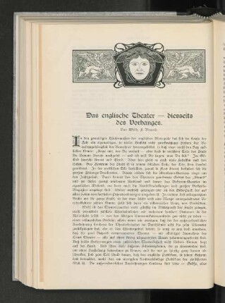 Das englische Theater - diesseits des Vorhanges