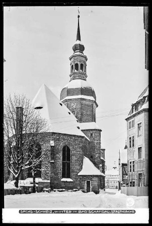 Bad Schandau. Stadtkirche Johannes der Täufer (1645, 1668-16719. Ansicht von Osten