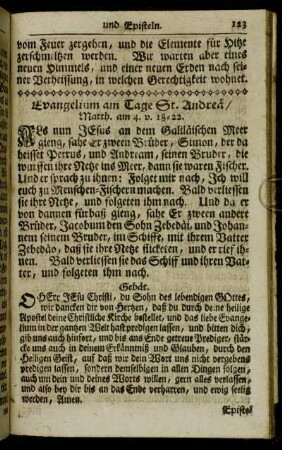 Evangelium am Tage St. Andreä/... - Lection/ in der Offenbahrung Johannis...